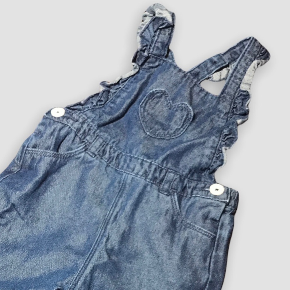 Heart Print Blue  Denim Romper